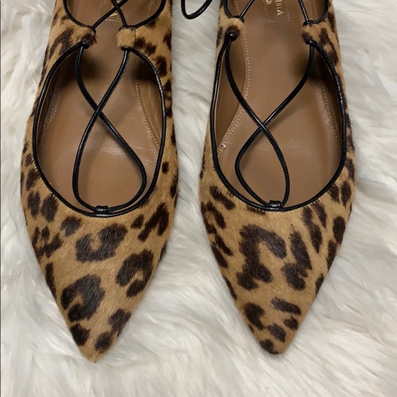 Relisted Aquazurra animal print fur lace up flats - Picture 4 of 6